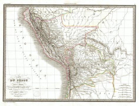 1829 Lapie Map of Peru, Bolivia, and Ecuador