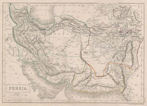 1840 Black Map of Persia and Afghanistan (Iran)