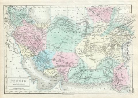 1851 Black Map of Persia and Afghanistan
