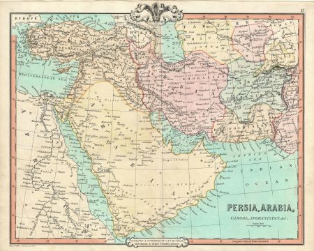 1850 Cruchley Map of Persia, Arabia and Afghanistan