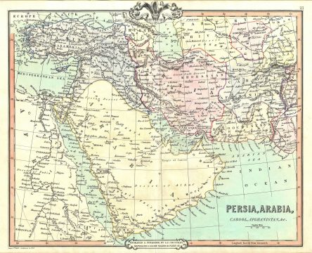 1853 Cruchley Map of Persia, Arabia and Afghanistan