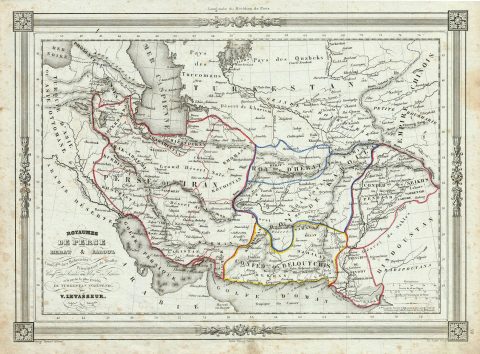 1852 Lavasseur Map of Persia