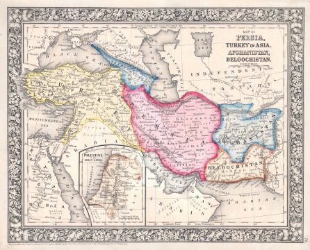 1864 Mitchell Map of Persia, Turkey and Afghanistan (Iran, Iraq)