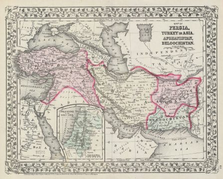 1872 Mitchell Map of Persia, Turkey and Afghanistan