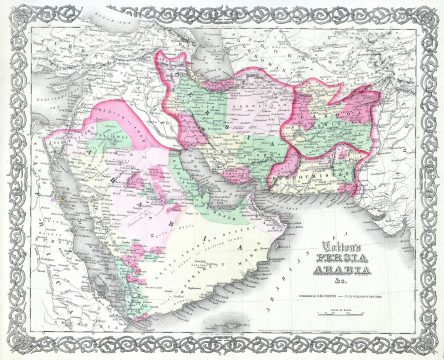 1855 Colton map of Persia & Arabia ( Saudi Arabia, Iraq, Israel and Afghanistan )