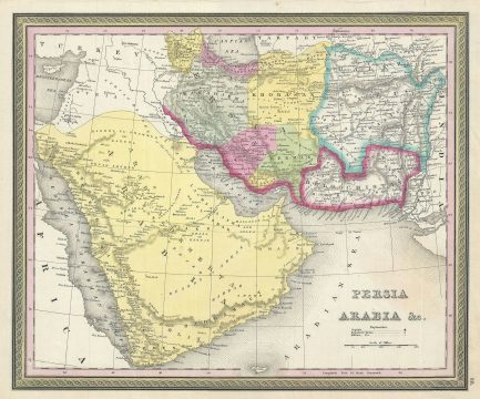 1850 Mitchell Map of Persia, Arabia and Afghanistan