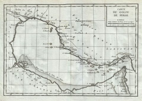 1770 Delisle de Sales Map of the Persian Gulf:  Bahrain, Emirates, Dubai, Iran