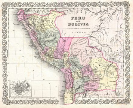 1855 Colton Map of Peru and Bolivia