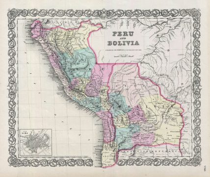 1856 Colton Map of Peru and Bolivia