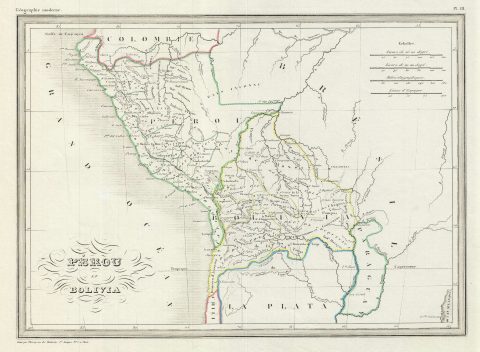 1843 Malte-Brun Map of Peru and Bolivia