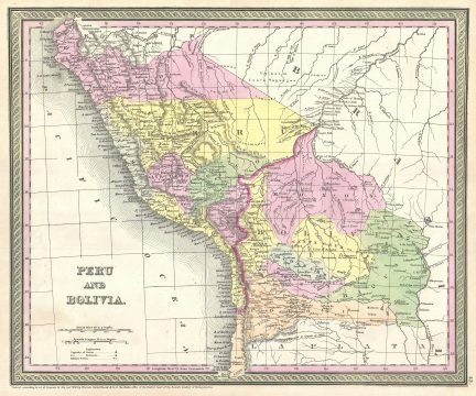 1854 Mitchell Map of Peru and Bolivia