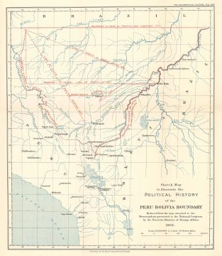 1916 Royal Geographical Society Map of Bolivia and Peru