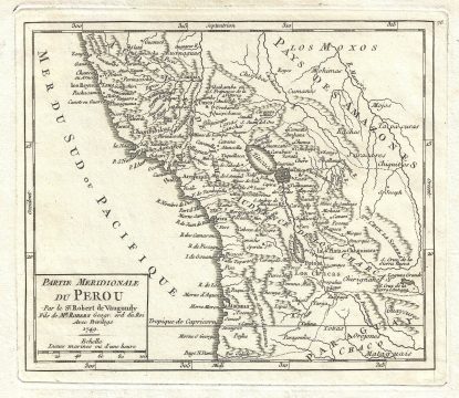 1749 Vaugondy Map of Southern Peru and Bolivia