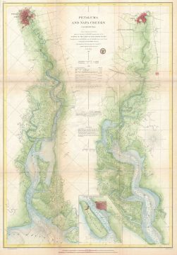 1861 U. S. Coast Survey Map or Chart of the Petaluma River and the Napa Creek, California (near San 