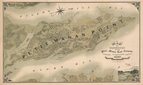 1889 Page Promotional Map of Petit Manan (near Mount Desert, Steuben, Maine)