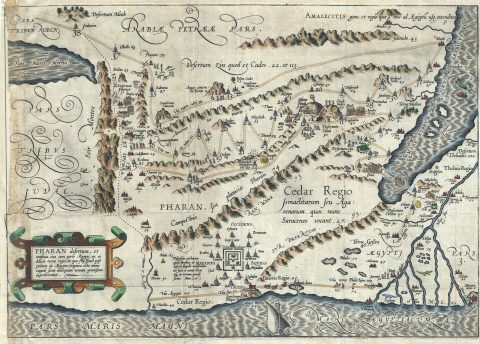 1590 Adrichem Map of Israel, Palestine or Holy Land (Showing the Desert of Paran)