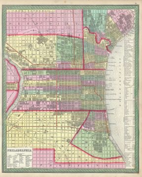 1854 Mitchell Map of Philadelphia, Pennsylvania