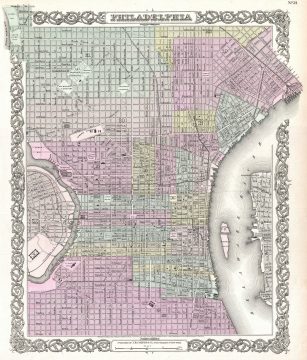 1855 Colton Plan or Map of Philadelphia, Pennsylvania