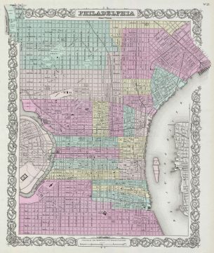 1856 Colton Plan or Map of Philadelphia