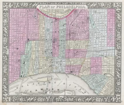 1864 Mitchell Plan or Map of Philadelphia, Pennsylvania