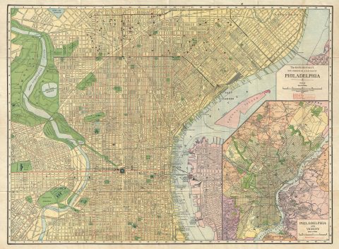 1916 Rand McNally Map or City Plan of Philadelphia, Pennsylvania
