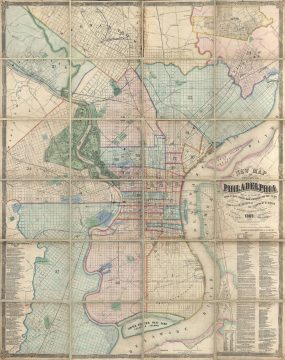 1869 Toudy and Dye Wall Map of Philadelphia
