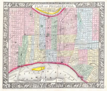1860 Mitchell's Street Map of Philadelphia