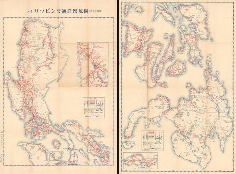 1944 Japanese Transportation Map of the Philippines During World War II