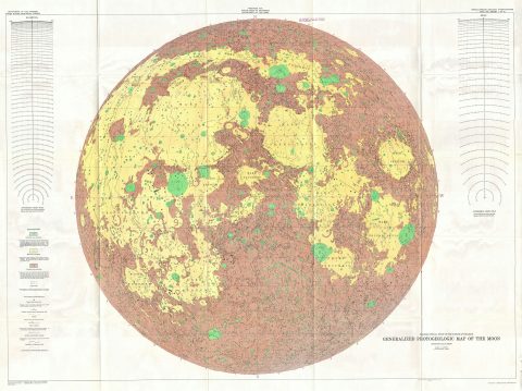 1961 U.S.G.S. Photogeologic Map of the Moon (wall map) - landmark Lunar map!