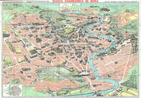 1960 Trabacchi Pictorial Map of Rome, Italy