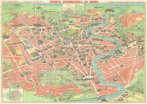 1960 Trabacchi Pictorial Map of Rome, Italy