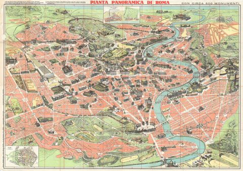 1960 Trabacchi Pictorial Map of Rome, Italy