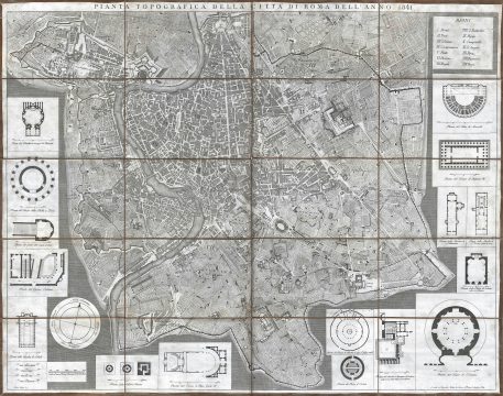 1841 Pietro Ruga Map of Rome, Italy
