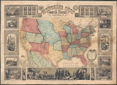 1853 Thayer Pictorial Wall Map of the United States