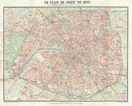1873 Pierotti Pocket Map of Paris, France
