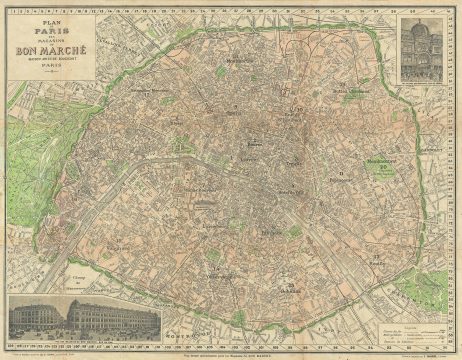 1924 Boucicaut Map or Plan of Paris, France illustrating the Magasins do Bon Marche