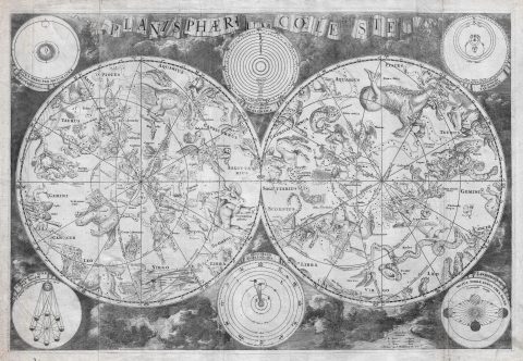 1680 De Wit Map of the Celestial Hemispheres (Stars and Constellations)