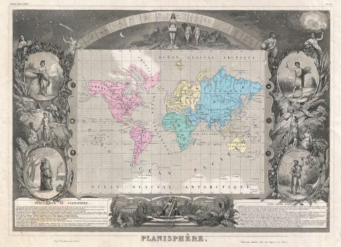 1852 Levasseur Map of the World