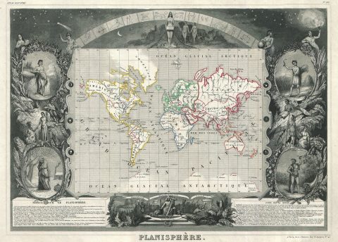 1847 Levasseur Map of the World