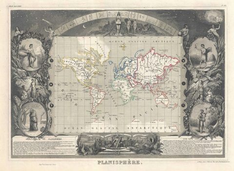 1852 Levasseur Map of the World