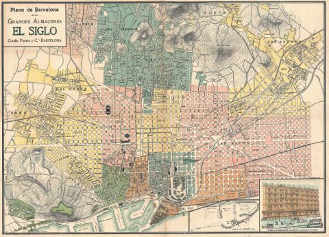 1910 El Siglo Map or Plan of Barcelona, Spain