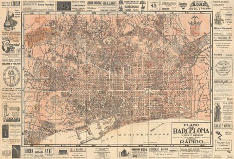 1935 Editorial Ràpido Map or Plan of Barcelona, Spain