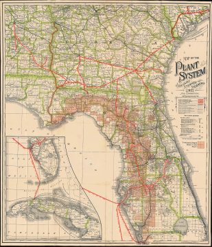 1893 Plant System Railroad Map of Northern Florida