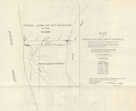 1886 U.S. Surveyor General Map of Pueblo Lands Granted to San Francisco