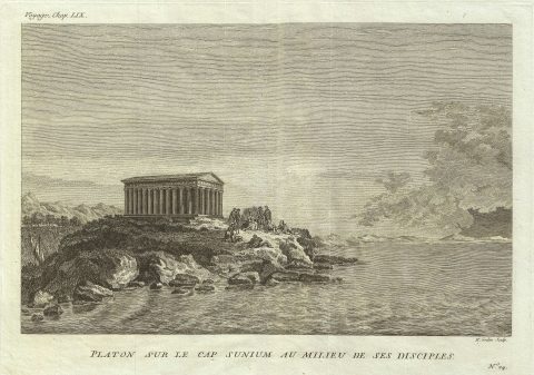 1791 Bocage View of the Temple of Poseidon, with Plato and Disciples