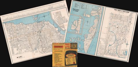 1953 Rader Engineering Maps of Miami, Coral Gables, and Miami Beach, Florida.