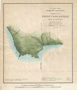 1851 U.S. Coast Survey Map of Point Conception, Santa Barbara, California