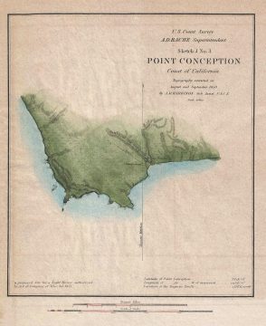 1851 U.S.C.S. Nautical Chart of Point Conception, Santa Barbara, California