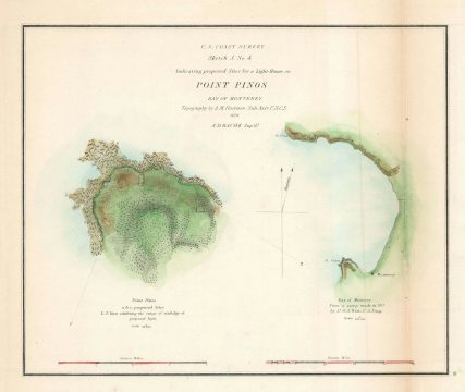 1851 U.S. Coast Survey Chart or Map of Point Pinos, Monterey Bay, California