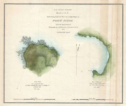 1851 U.S. Coast Survey Chart or Map of Point Pinos, Monterey Bay, California